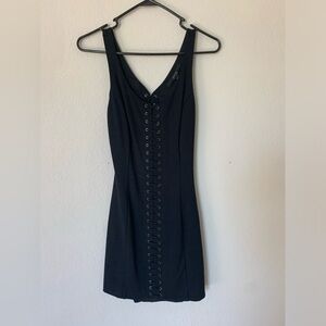 Guess Lace Up Bodycon Black Mini Dress